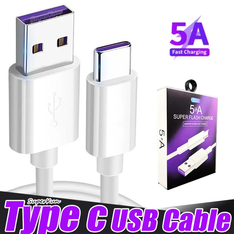 Cavi 5A Supercharge Type C per S20 Note20 Plus UltraHuawei Moto LG USB 3.1 Type-C ricarica rapida 1M 2M 3M