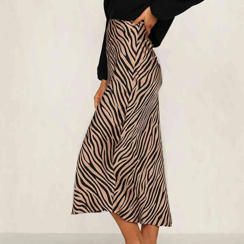 Zebra print satin midi skirt hotsell