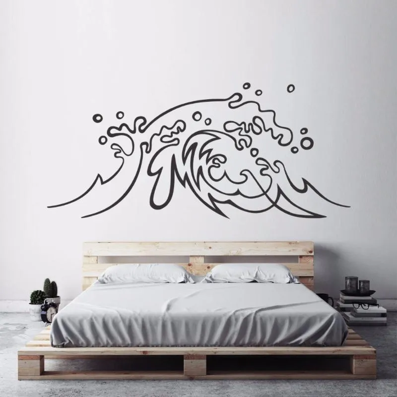 Väggklistermärken Nautical Design Sticker Ocean Wave Decal Surf Art Home Bedroom Decor Beach Theme Sea Waves Murals Ay1494
