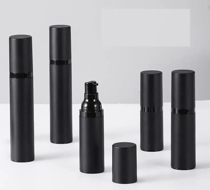Leere Sprühpumpenflasche, schwarz gefrostet, Airless-Lotionflaschen aus AS-Kunststoff, 15 ml, 30 ml, 50 ml, Kosmetik-Unterflasche SN2580