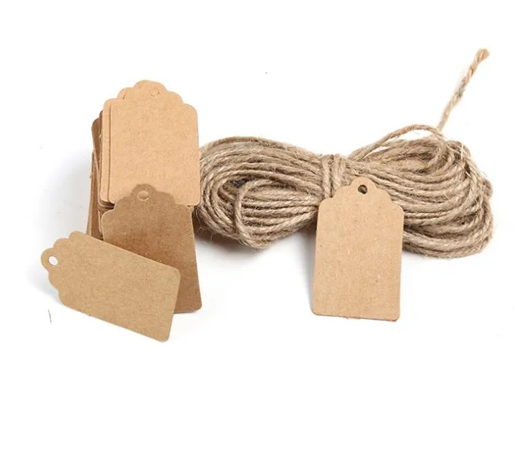 100 Etichette Regalo In Carta Kraft Con Spago - 10 Forme Diverse, Marroni, Per Compleanni E Matrimoni