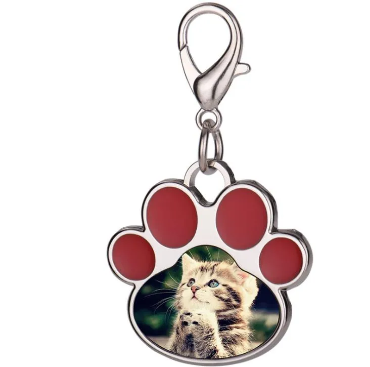 Sublimation Blank Keychain Pendant Collars Creative Cat Paw Shape Keychains Heat Transfer Key Chain DIY Pet Keyring SN4197