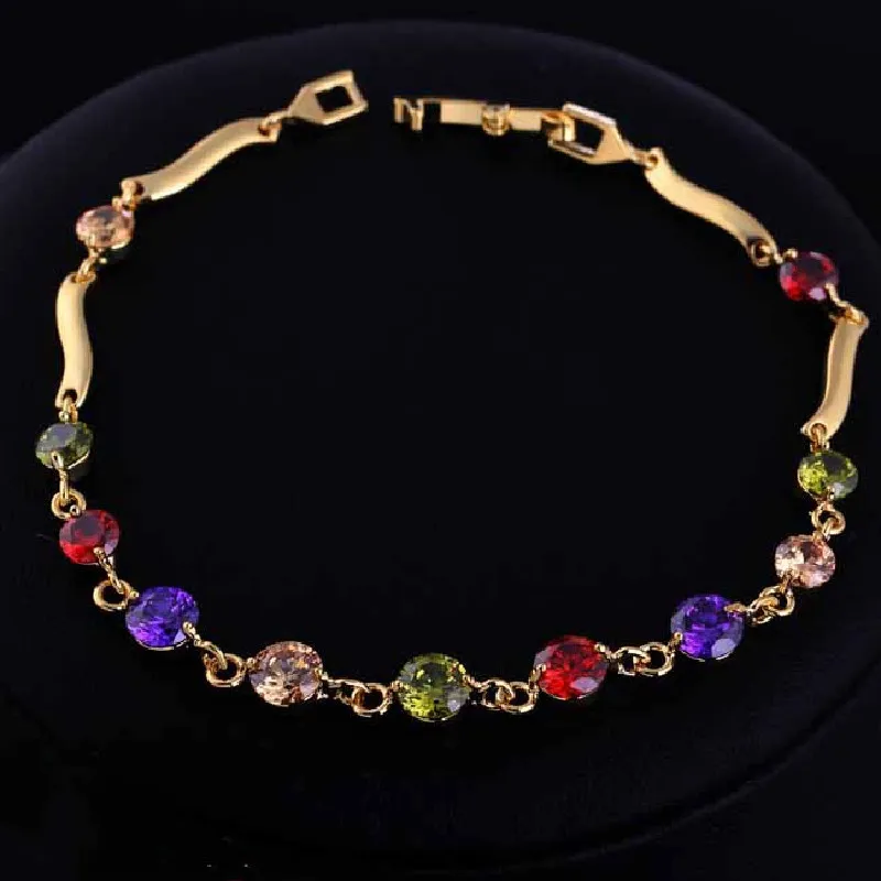 Hot Stock 18K Real Gold/Platinum Electroplated Austrian Zircon Bracelet