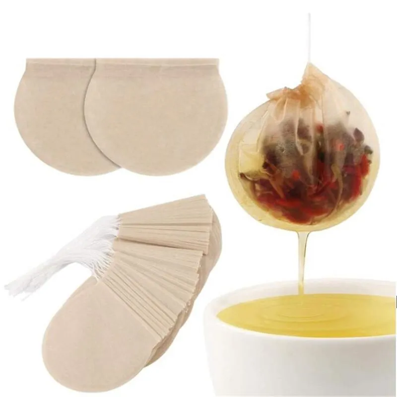 2021 100 pièces/lot jetable vide filtre sac café thé outils avec cordon naturel non blanchi papier jetables sacs à feuilles mobiles