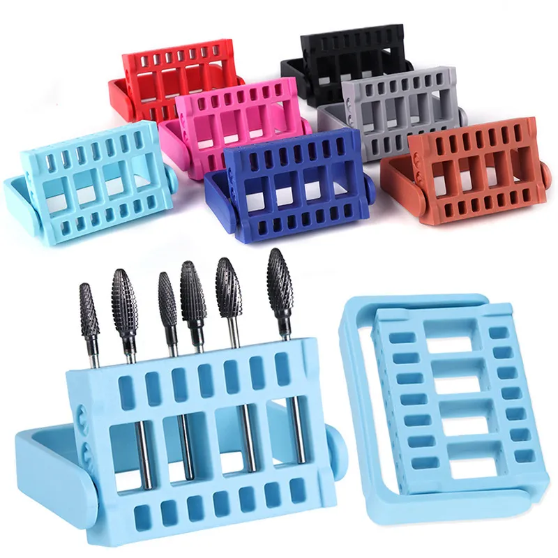 Nail Drill Bit Display Rack 16 Hole Empty Nails Art Polishing Grinding Head Shelf Storage Box Manicure Holder Accessory Tool