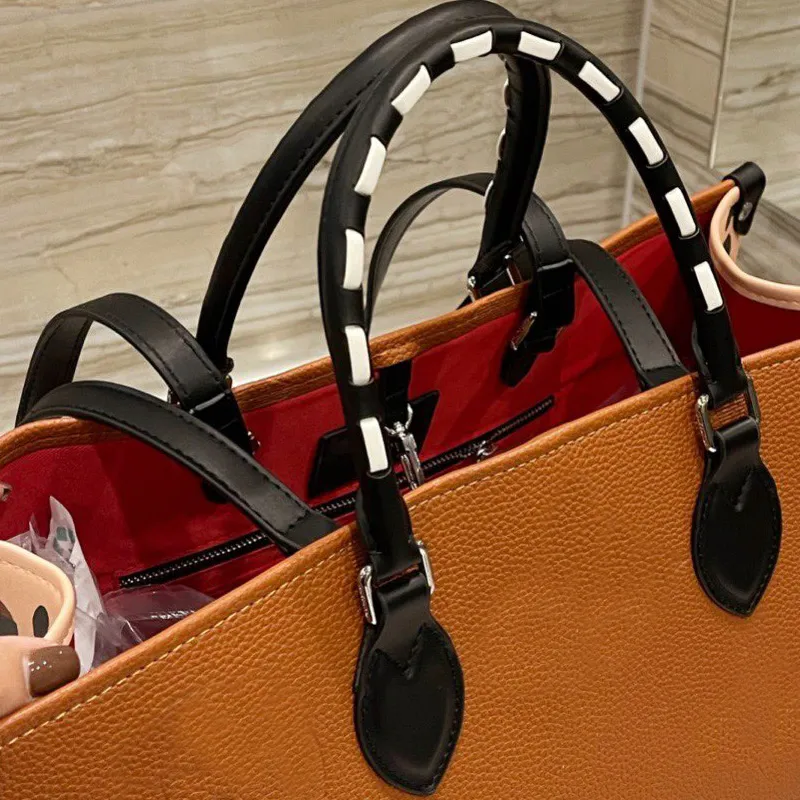 42cm Shopper Bag Hand Tote Bags Shoulder Handbag Leopard Patchwork Color Embossed L Letter Hasp Handbags Middle Long Strap