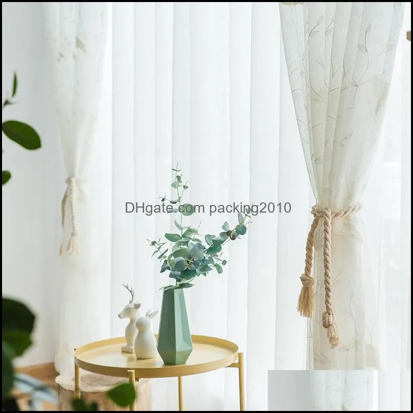 Curtain & Drapes Bird Embroidered Tulle For Living Room Sheer Voile Bedroom Window Screen Kitchen Fabric Home Decor