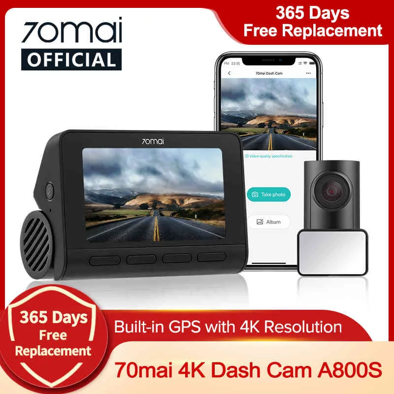 سيارة DVR GPS ADAS 70mai 4K اندفاعة A800S 24H وقوف السيارات monitior 140FOV دعم كام الخلفية المزدوج الرؤية