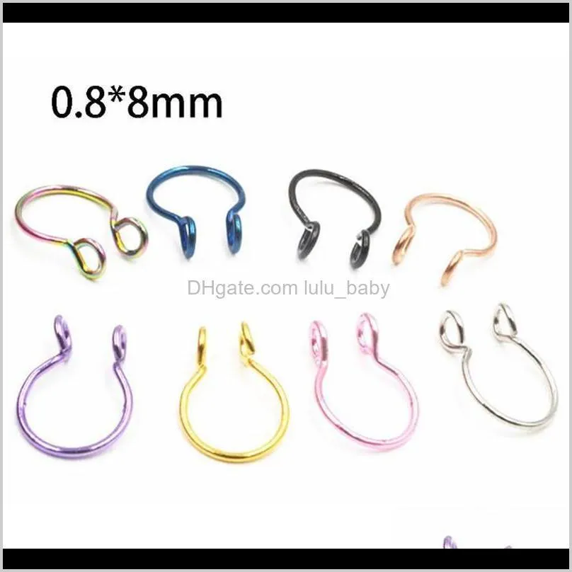 new stainless steel nose rings fake septum rings hoop nostril piercing tragus earring body piercings jewelry 5 color