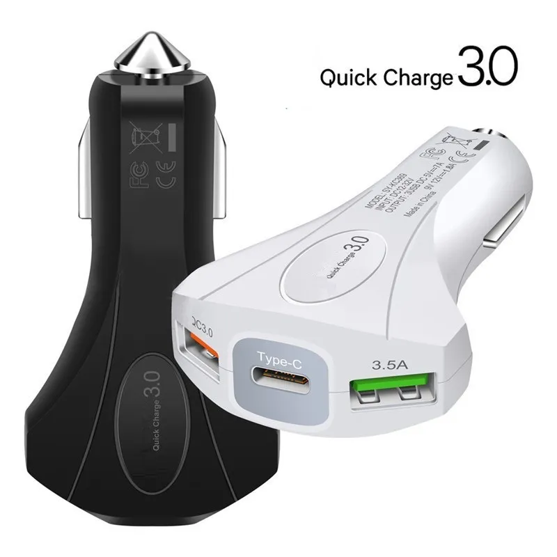 7A 35W PD Type-c USB C Car charger 3 Ports Car Chargers Fast Quick Adapter For IPhone 15 11 12 13 14 Pro Max Samsung S23 S24 Lg Android phone