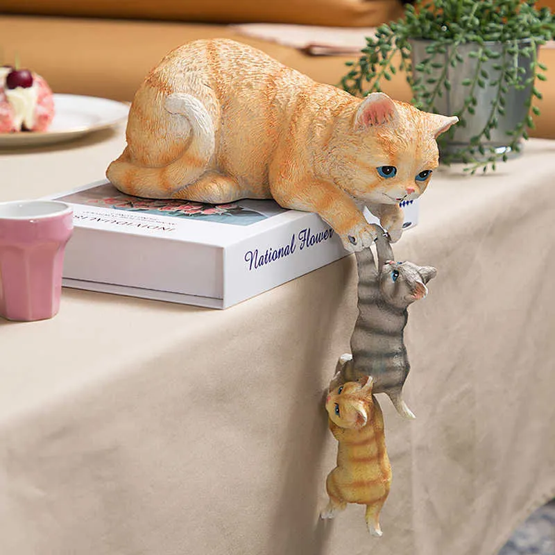 Mignon chat chien ours Figurine décorative résine Statue européenne créative animaux ornements Sculpture pour décorations pour la maison accessoires