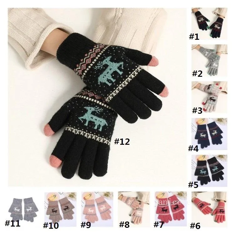 Party Favor Adult lovely deer Plush thickened cold proof and warm riding gloves men's and women's touch screen gloves T2I52947 32d