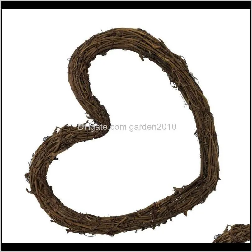 2pcs diy crafts rattan heart natural dried grapevine wreath xmas garland home wedding party decor 30cm