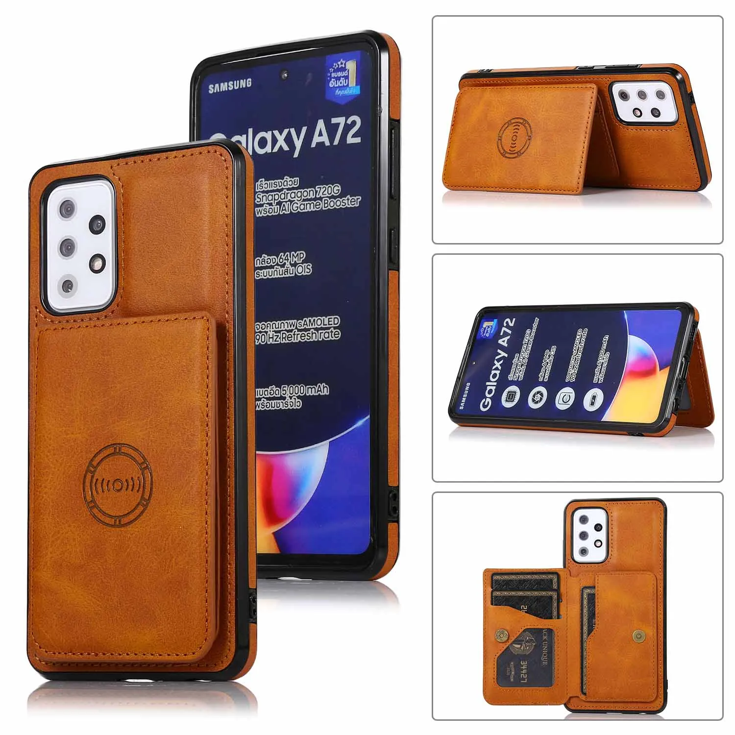 Custodia a portafoglio per Samsung A72 A52 A42 A32 A12 Slot per scheda in pelle magnetica ultra sottile Cavalletto Galaxy A72 4G 5G Coque