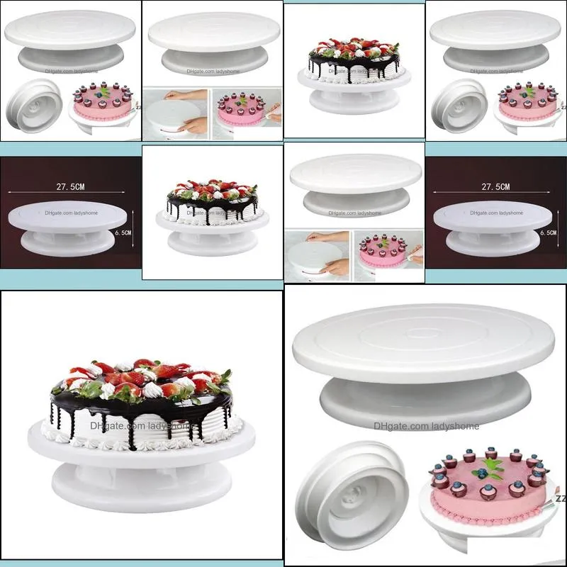 Plastic Cake Turntable Rotating Round Cakes Decorating Tools Table Plate Kitchen DIY Baking Tool CakeTools HWF8643
