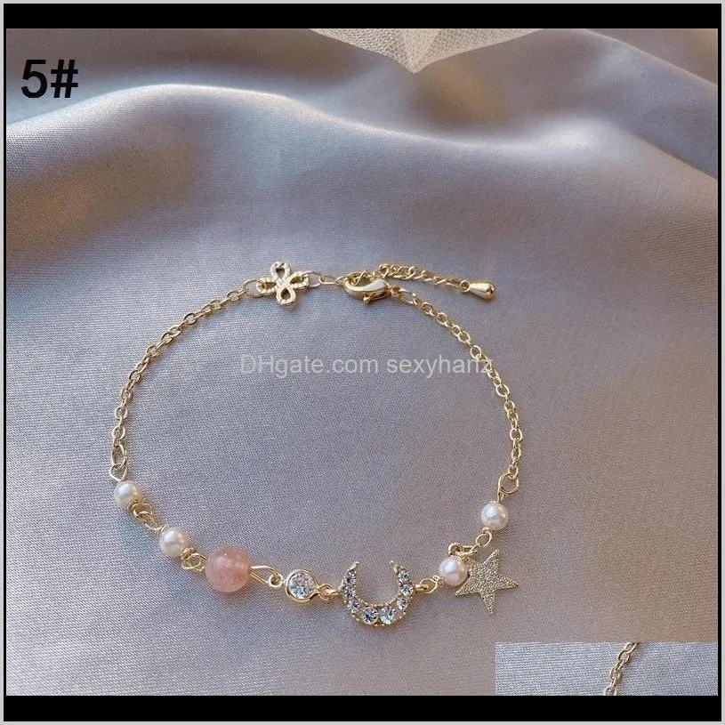 shell flower natural freshwater pearls gold/white/pink bracelets for women 2020 jewelry trends bracelete feminino ybr187