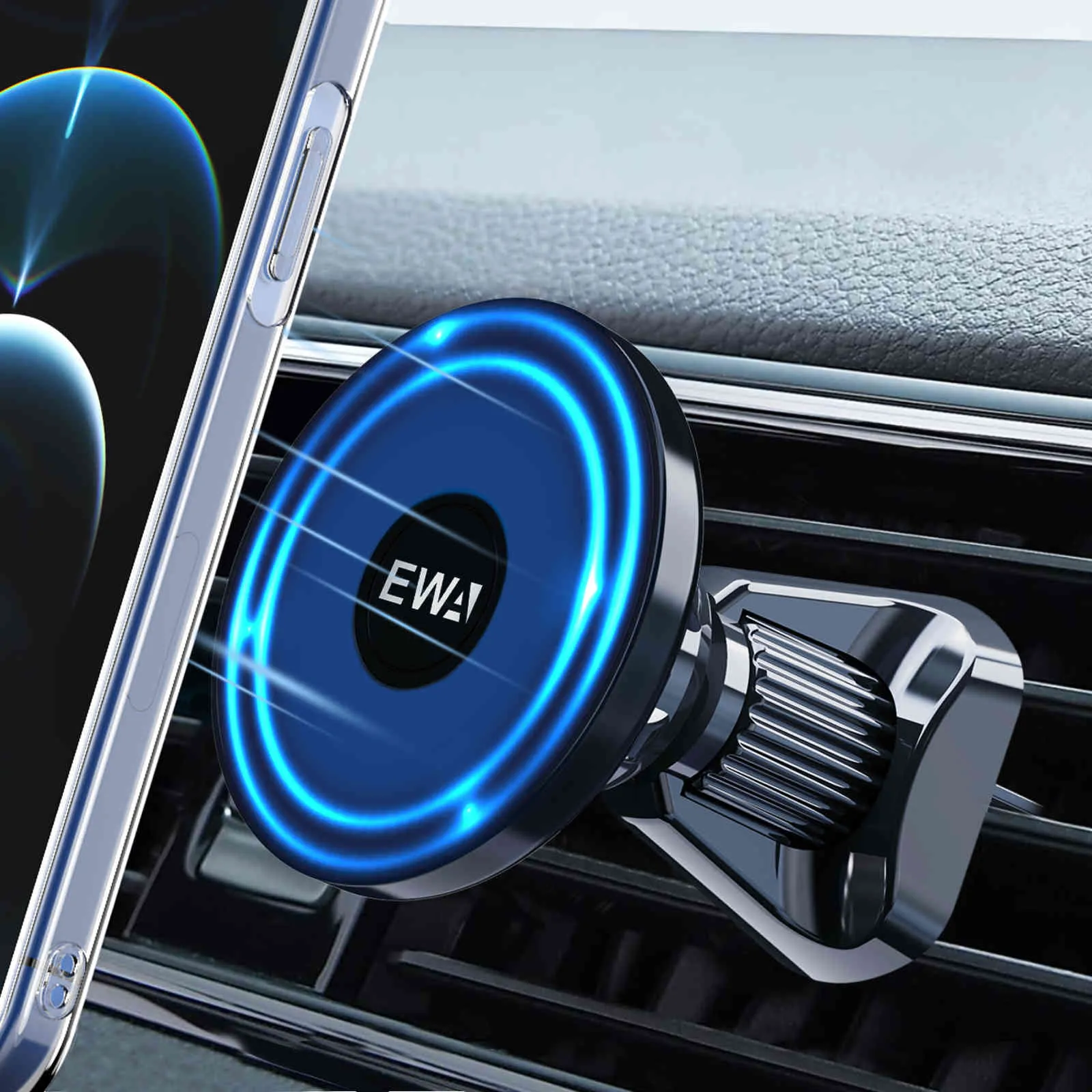 EWA – support magnétique de voiture Compatible avec iPhone 12/13/ Pro/12 Max/12 Mini/Magsafe, support de téléphone à grille d'aération à aimant puissant