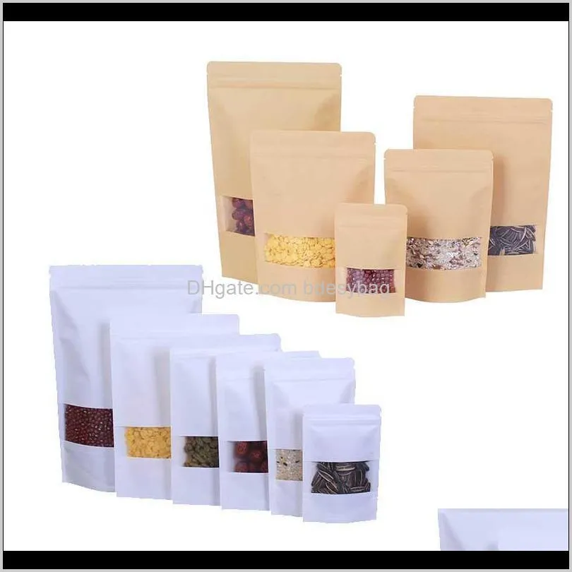 window zipper brown white kraft paper bag vertical kraft paper aluminum bag resealable zipper handle seal food grade