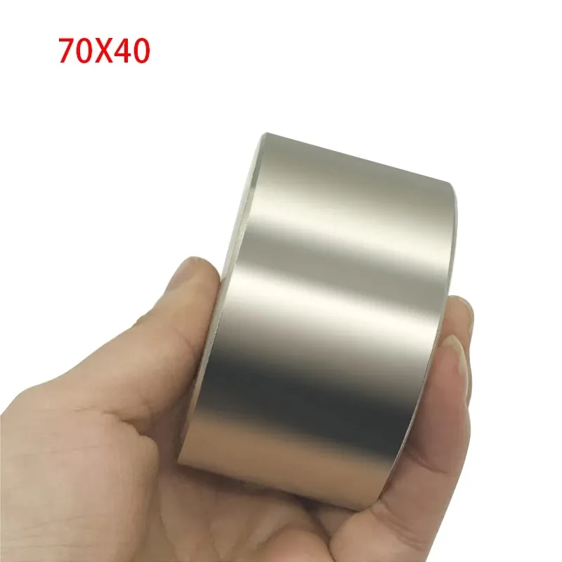 1pc rund blockmagnet 70x40mm N52 Super stark neodymmagnet Rare Earth Welding Sök kraftfull permanent galliummetall