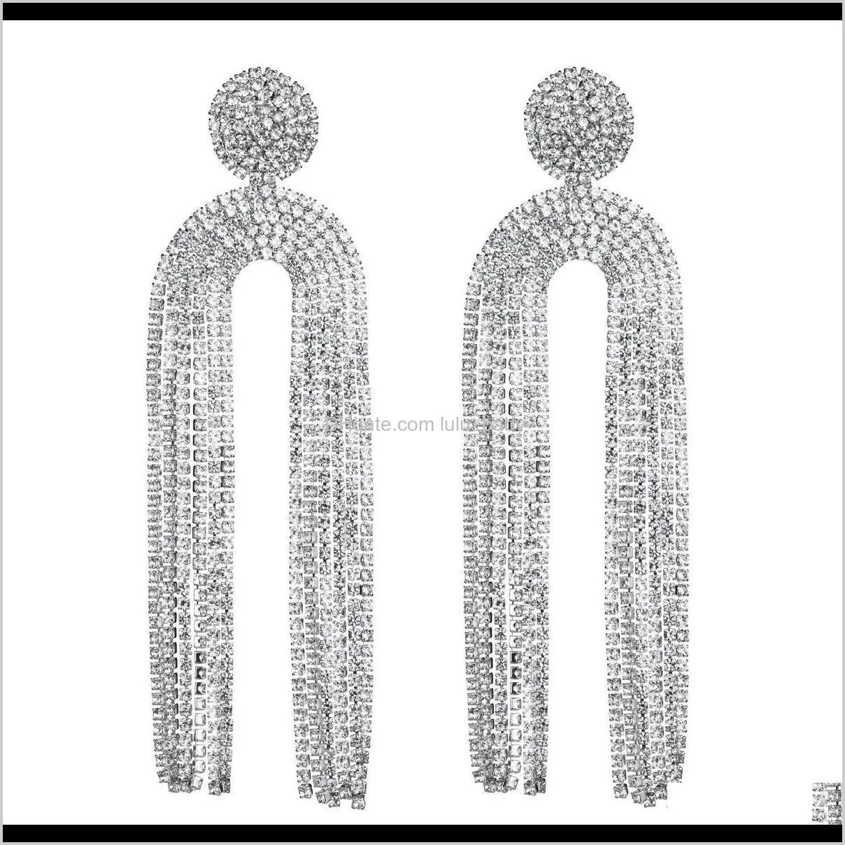 exaggerated geometric diamond acrylic long arched tassel earrings women`s high-end fashion super fairy ear accessories