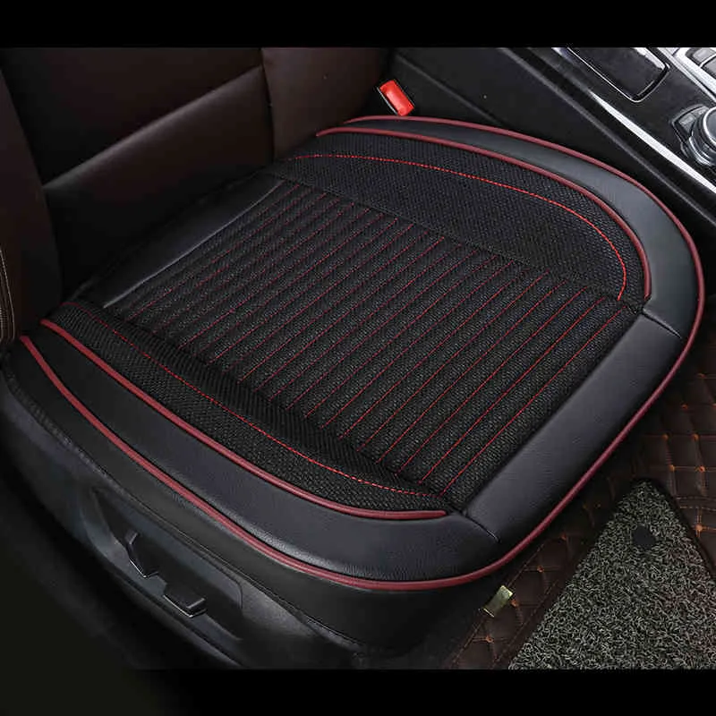 3D Lederen Autostoel Cover Kussen Vlas Vier Seizoenen Universele Ademend Lijn Front Protector voor de meeste Sedan SUV