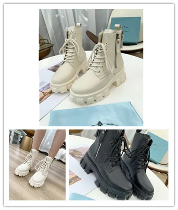 High Quality Classical designers women combat boots thick heels Martin Ankle Booties Genuine Leather Combated Boot ladies Winter platform shoes 35-40