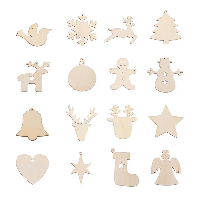 19 Stili Accessori per la decorazione del pendente dell'albero di Natale in legno Alce Natale come alberi Fiocco di neve per Natale Pendenti creativi Decorazioni dipinte a mano