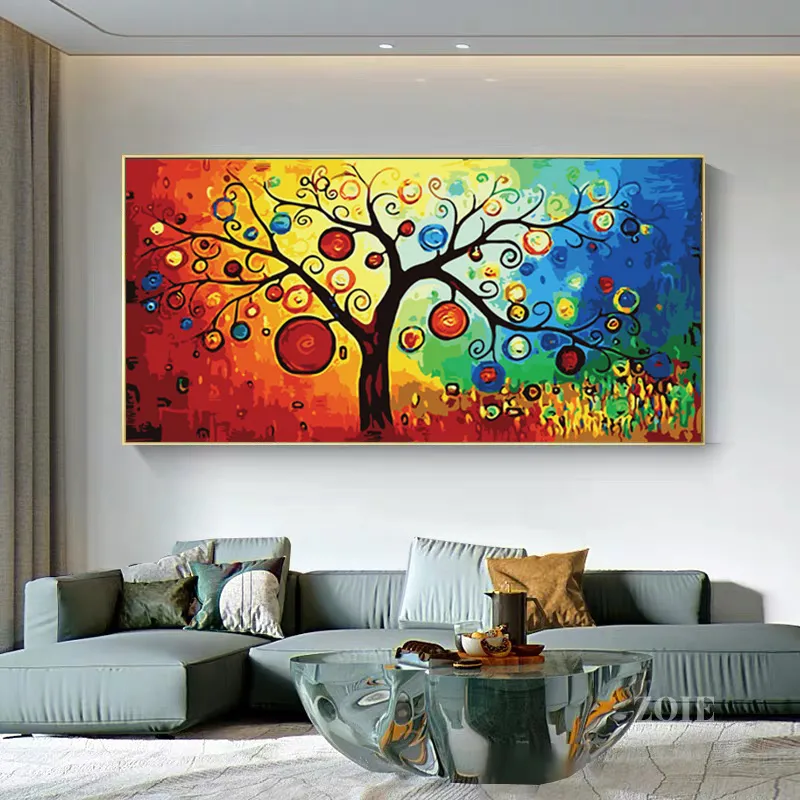 Colorful Tree Of Life Landscape Canvas Wall Art For Home Decor Vibrant