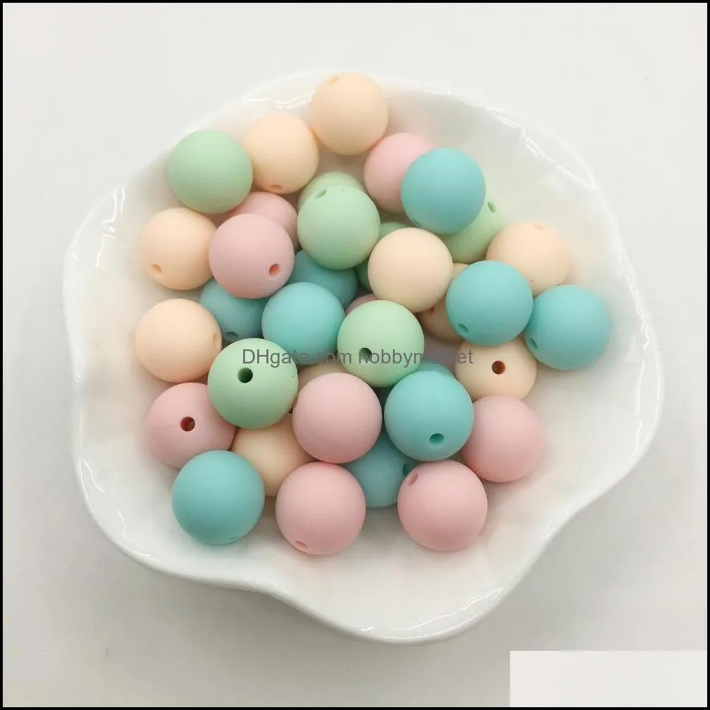 100pcs(1set) 15MM silicone teething necklace beads DIY Jewelry for baby Mommy