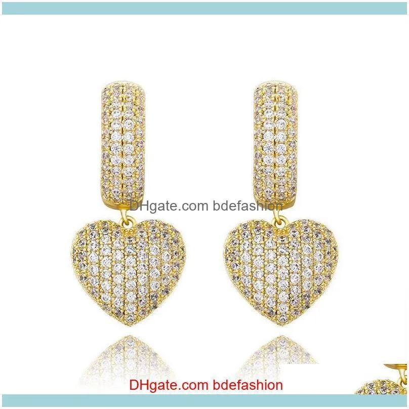 High Quality Gold Silver Color CZ Hollow Heart Earrings Hoops for Wedding Party Nice Gift for Friend