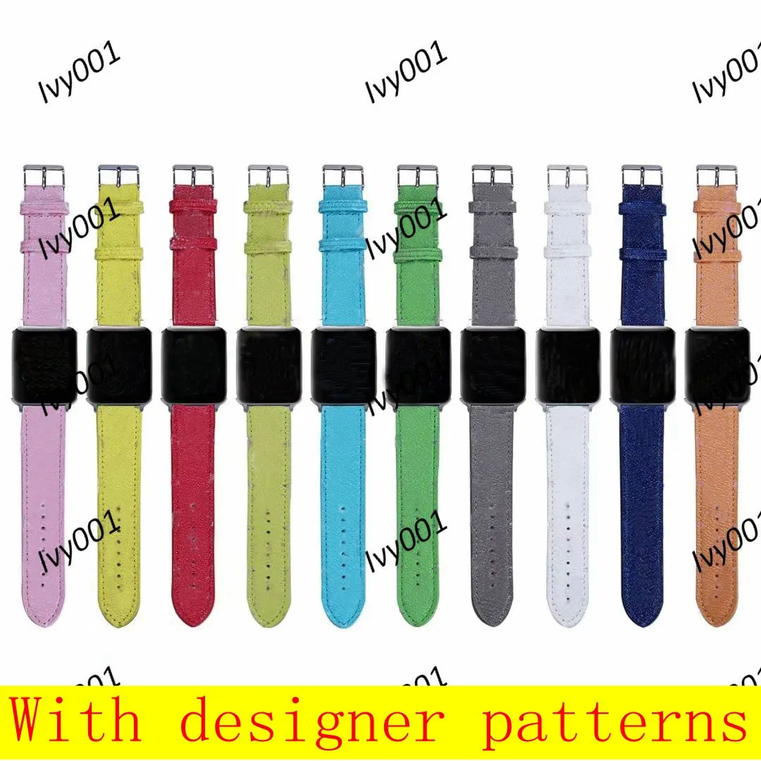 luxury designer Watchbands Watch Band 41mm 45mm 42mm 38mm 40mm 44mm iwatch 2 3 4 5 6 7bands Leather Strap Bracelet Fashion Stripes watchband 224