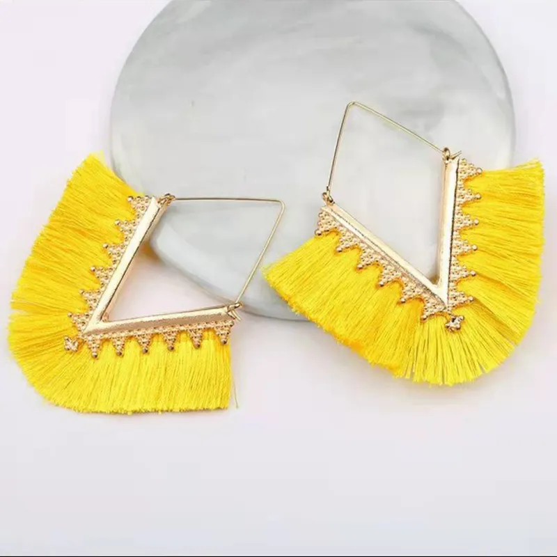 Dangle Handmade ethnic Bohemian tassel earrings with vintage women's jewelry long earrings