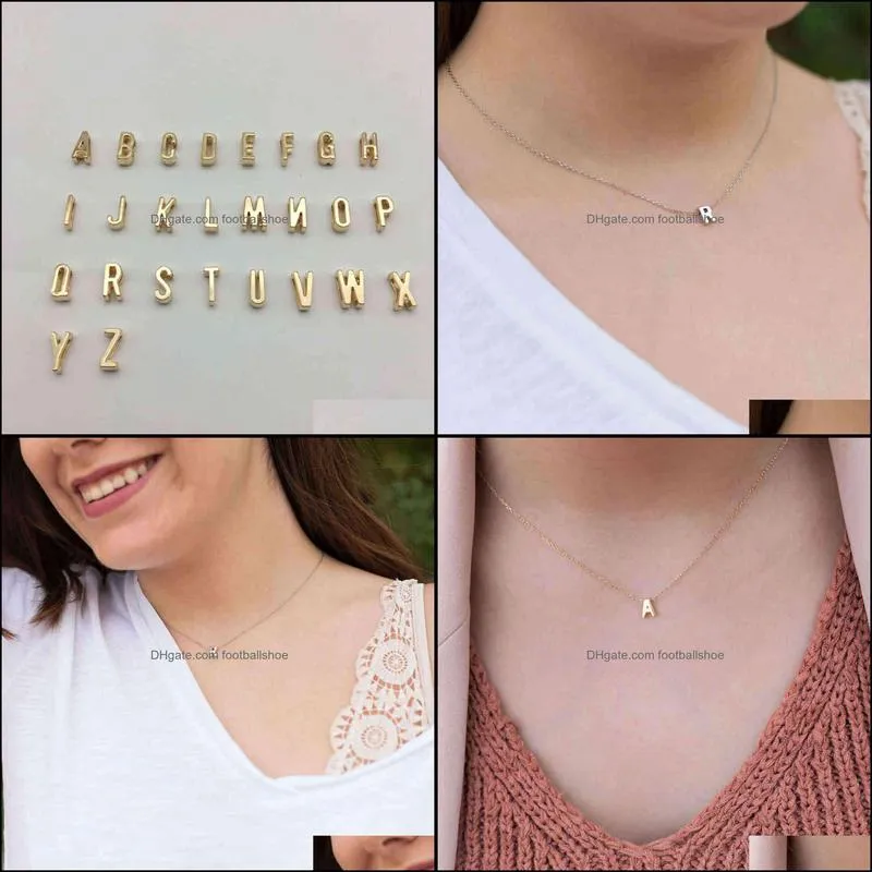 Sum Fashion Tiny Initial Chain Gold Silver Color Cut Letters Single Name Choker For Women Hanger Jewelry Poison