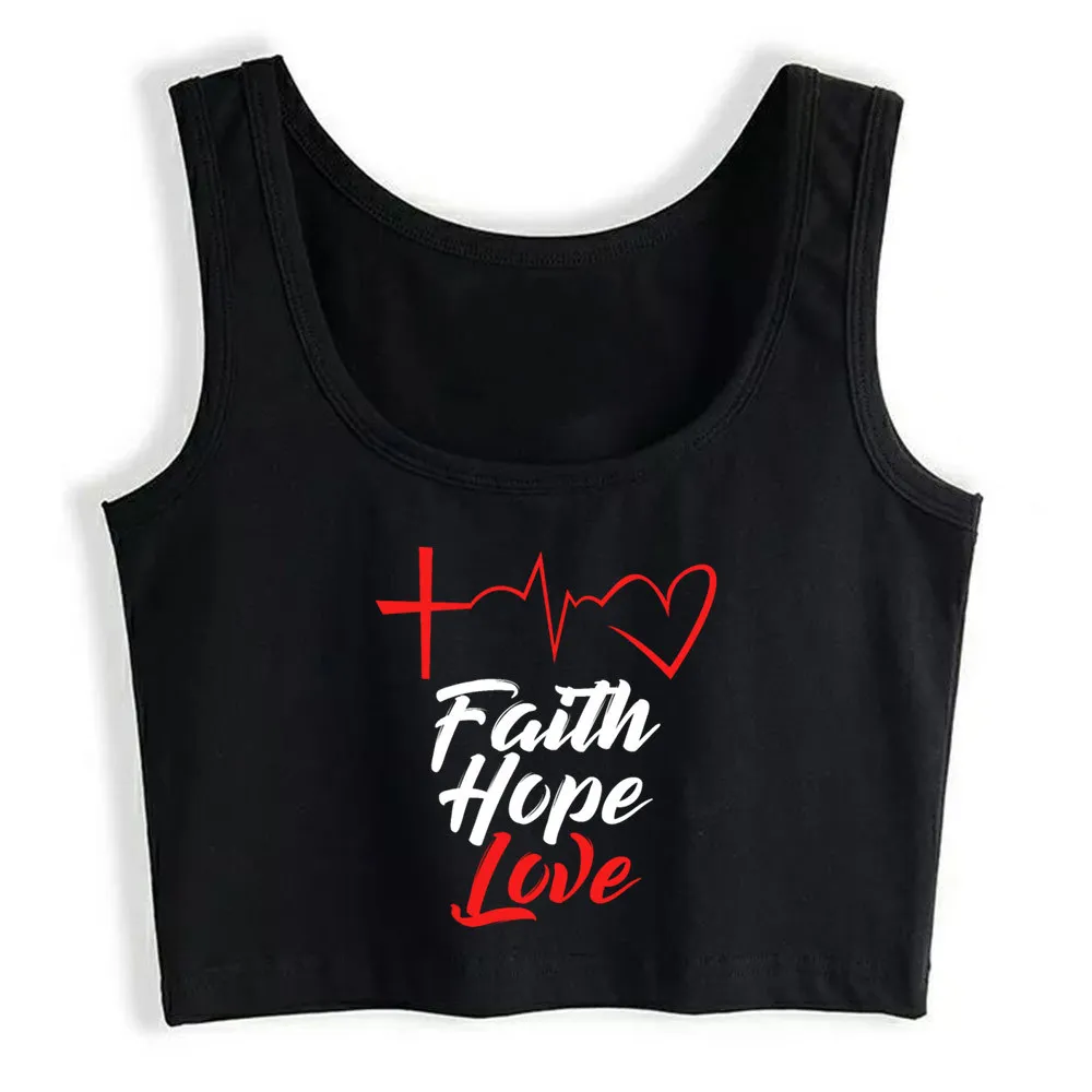 Crop Top Samica Faith Hope Miłość Humor White Custom Tank Top Women X0507