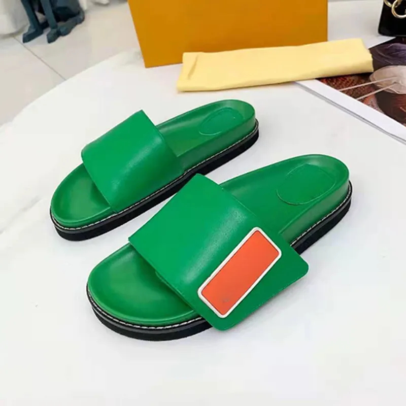 Luxury brand-name shoes fashion classic sandals slippers spring and summer leather ladies beach cool flat heel 35-42 water table 4CM advanced customization woman