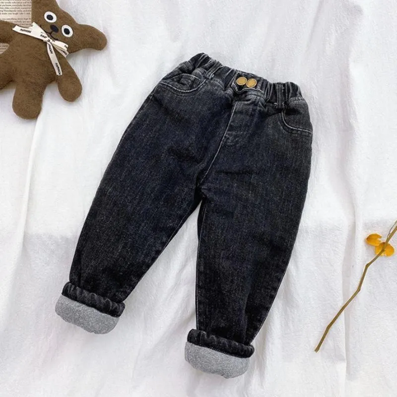 Jeans Autunno e Primavera Boy Bambini Vestiti di cotone Cotone Stretch Stretch Pantaloni per bambini Denim Girls Ragazzi Pantaloni 2-7 anni Blu / Nero