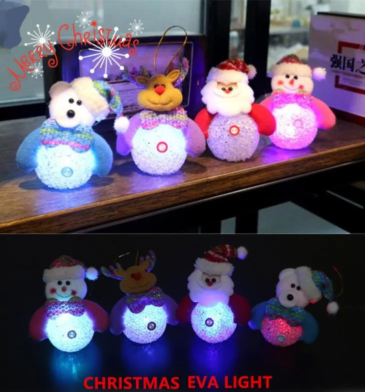 Giocattoli di peluche EVA Albero di Natale Bambola pupazzo di neve luminoso LED Bambole illuminate Decorazione Ornamenti pendenti Regali per bambini