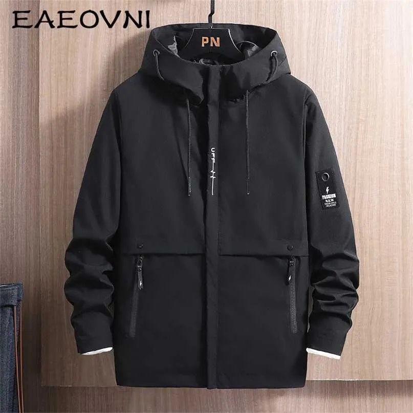 EAEOVNI Hommes Veste à capuche Automne Hiver Casual Sweat à capuche Solide Couleur Homme Vestes à manches longues Japonais Streetwear Hommes Vêtements 211025