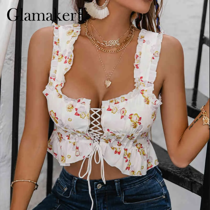 Bohemian Floral Printed Cami: Elegant Lace Up Corset Top Urbanic Top With  Ruffles For Womens Holiday Fashion Glamaker 210407 From Cong00, $12.64