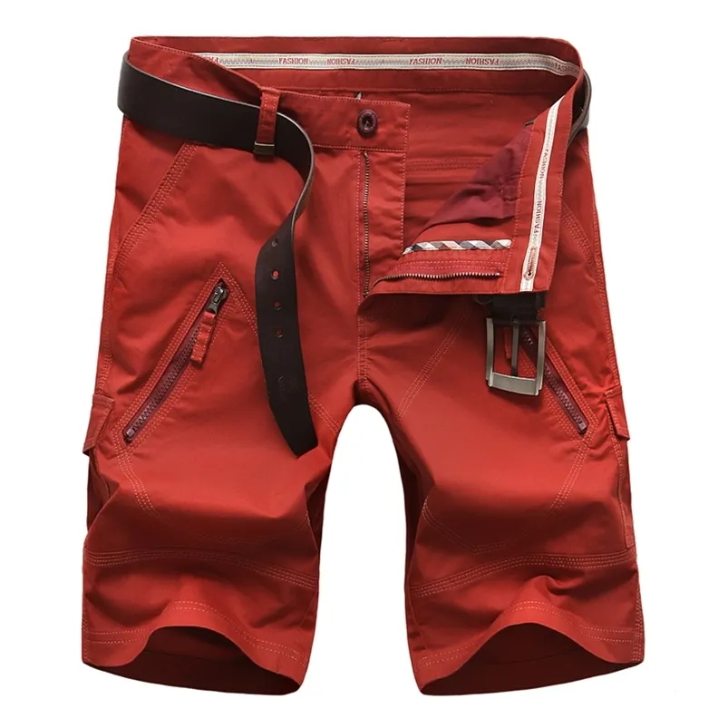 Arrivées Mode Hommes Cargo Shorts Droite Lâche Mode Coton Mans Pantalon Court Bas Plus Taille 48 50 AYG227 210720