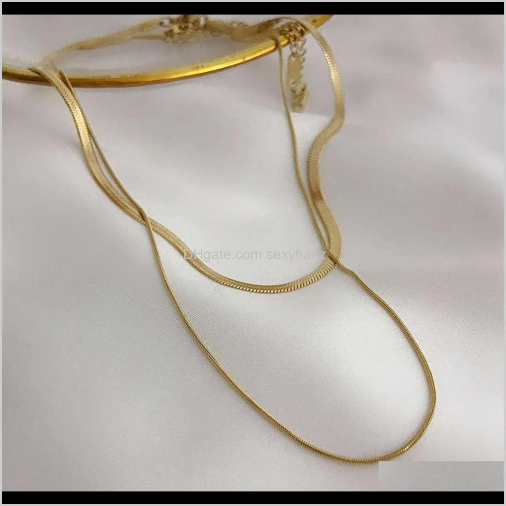 simple choker double snake bone short necklace cool wind gold titanium steel clavicle chain neck ornament