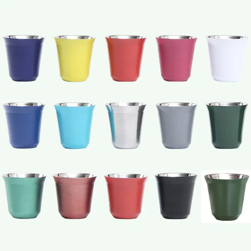 80 / 160ml caneca vinho tumbler vinhos de vidro mini copos de cerveja dupla parede aço inoxidável vácuo isolado copo de copo café café espresso canecas cozinha bebida bebida