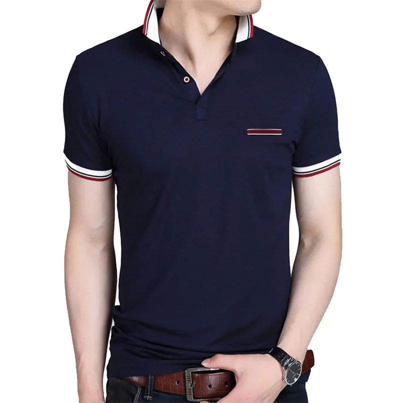 BROWON Casual Sommer Kurzarm T-shirt Umlegekragen Business Formal Slim Fit Männer Kleidung Plus Größe 210707