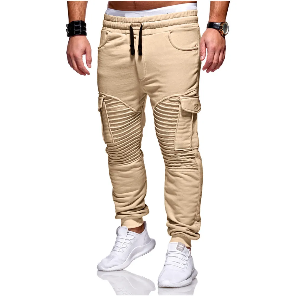 Mens Pants Harem Joggers Sweat Elastic String Cuff Drop Crotch Biker Byxor för män 5 Färg S-3XL Size279F