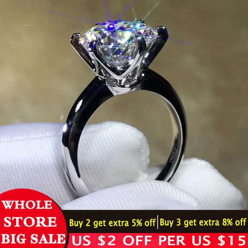 LMNZB Pure Solid 18 K Wit / Geel / Rose Gold Ring Solitaire 2.0ct Lab Diamond Wedding Band Zilver 925 Geschenk voor Dames R16789
