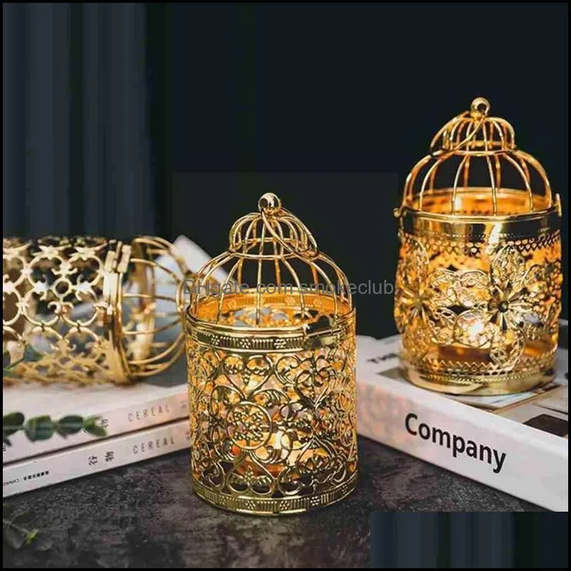 Décor Home & Garden Candle Holders Nordic Metal Candlestick Lantern Bird Cage Vintage Wrought Retro Wedding Decorations Modern Decor For Tab