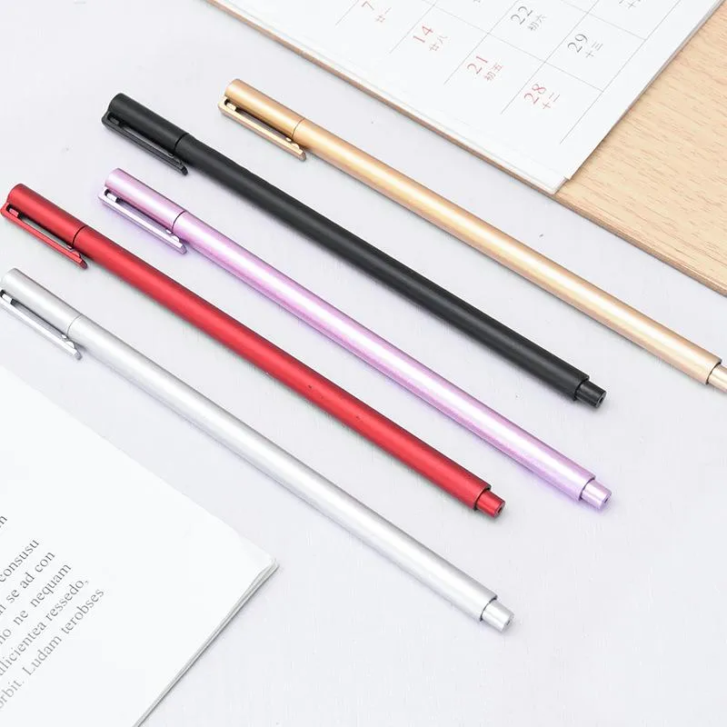 Jel Kalemler 1 Parça Metal Tutar Metalik Renk Kalemi Seti 0.5mm Siyah Mürekkep Markeri Okul Ofis Kırtasiye Bırakan Alışveriş