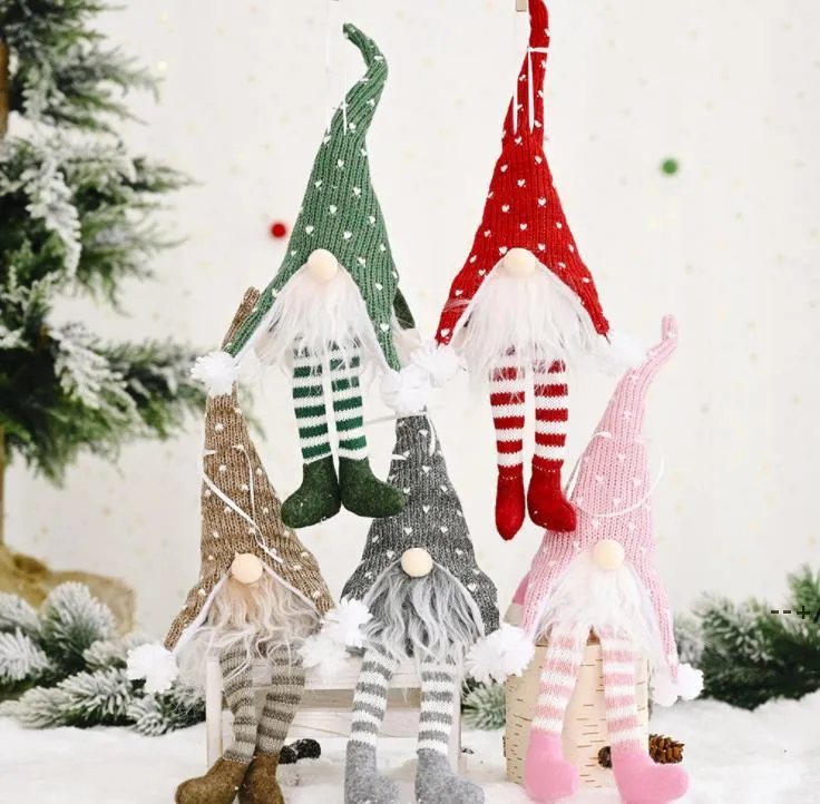 Jul ansiktslös docka glödande hängsmycke god jul dekor långa ben xmas träd hängande prydnad 5 mönster jjf11016