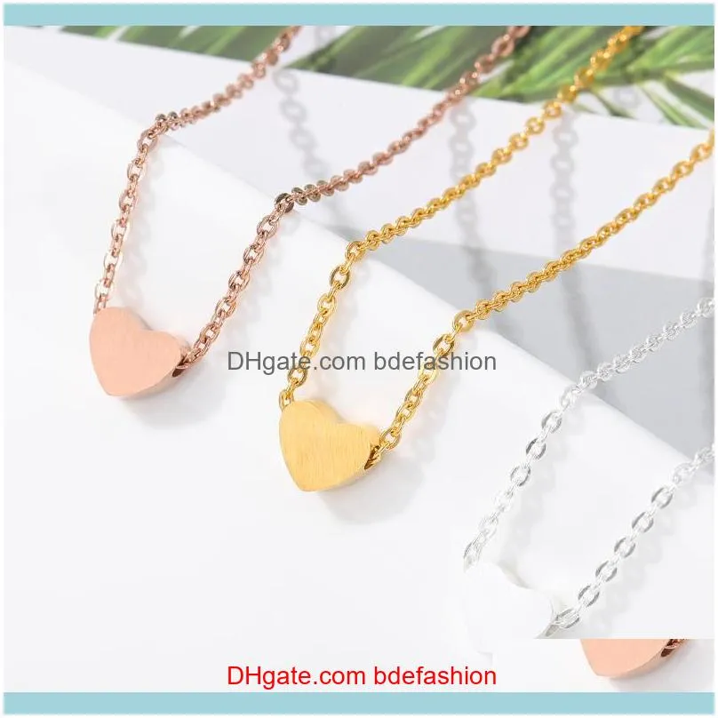 Mini Stainless Steel Heart Necklace For Women Charm Collier Vintage Rose Gold Sliver Color Choker Necklace Boho Jewelry Couple