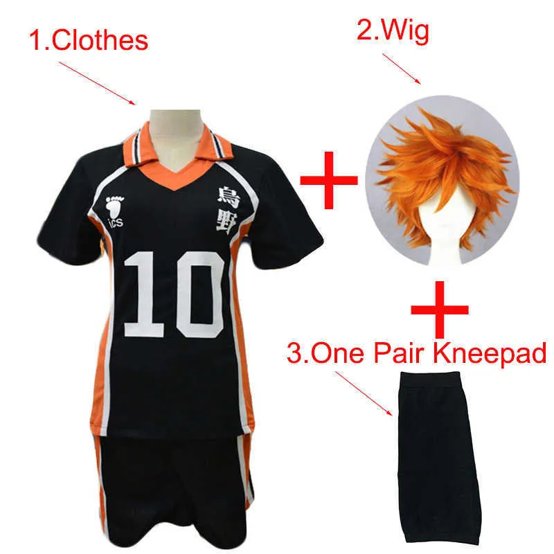 Anime Haikyuu Hinata Yu Nishinoya / Hinata Shoyo Полный комплект Cosplay Costume летний волейбол Sportswear включает в себя вершины / шорты Y0913